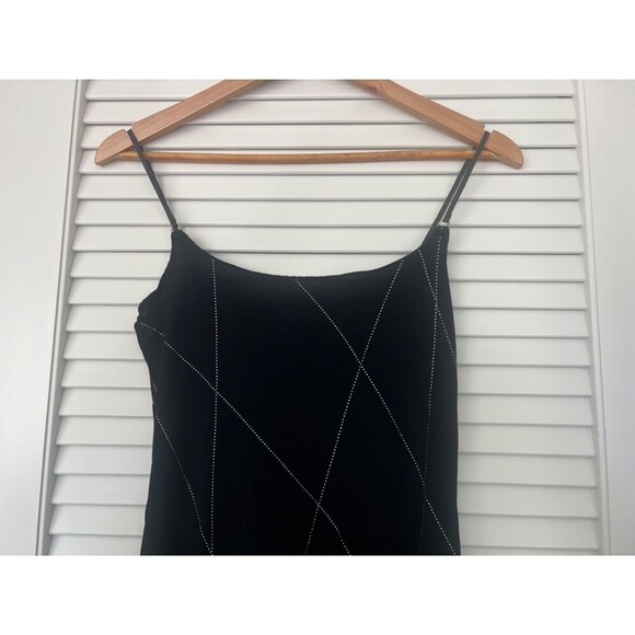 VTG Rozae Nichols Black Slip Dress 4 Spaghetti Straps Crisscross Pattern - Picture 2 of 5